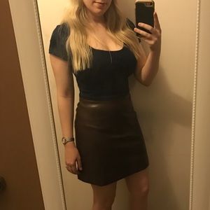 Brown faux-leather mini skirt
